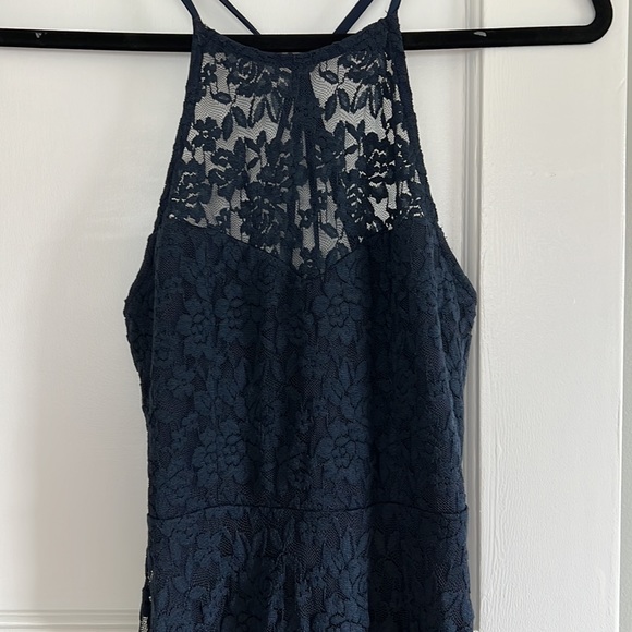 Lulus Navy Lace Dress- MIDI - Picture 4 of 9